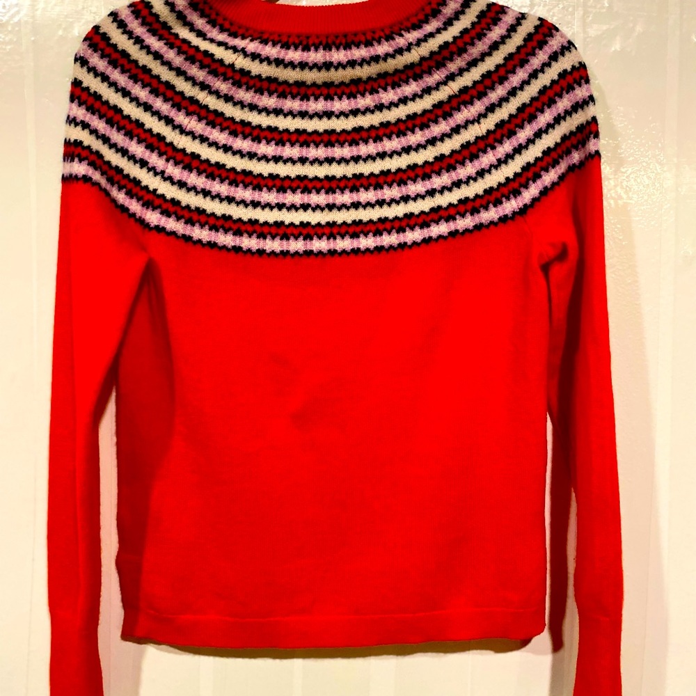 J. Crew Fair Isle Cashmere Sweater Size XS Bright
Cerise Navy Crewneck